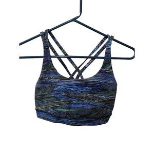 Lululemon Multicolor blue Striped Crisscross energy Sports Bra Size 6